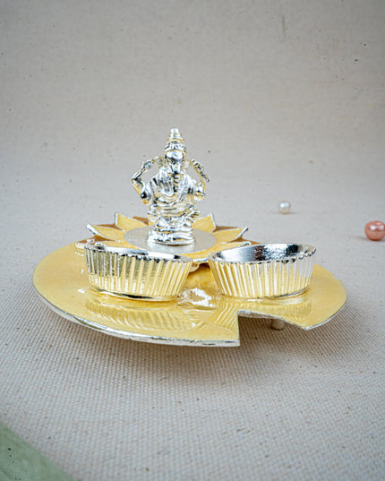 Lord Ganesha Manjal-Kumkum Holder - Beige - WL5501-1