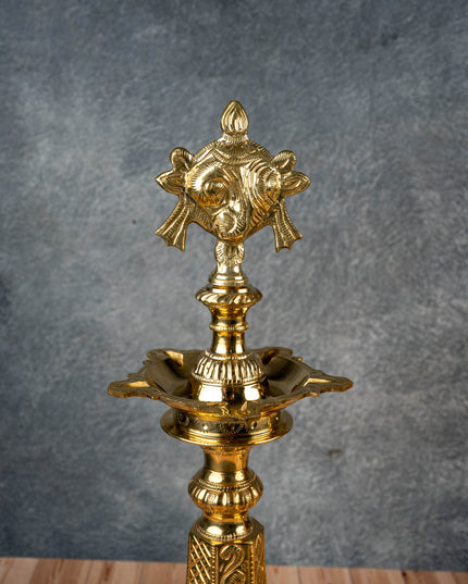 Brass Shankh Chakra Kuthu Vilakku - 16 inch - WL5505