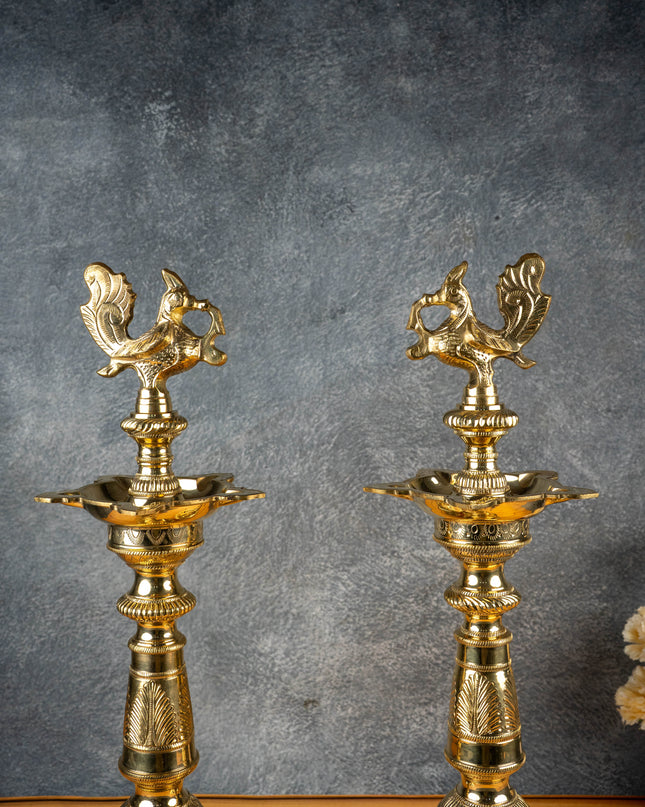 Brass Annapakshi Kuthu Vilakku - 21 inch - WL5506