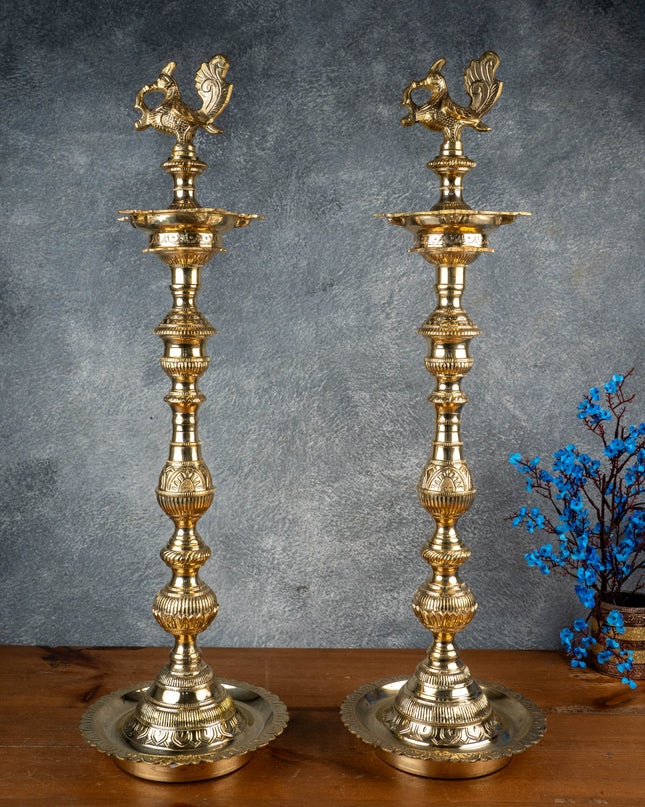 Brass Annapakshi Kuthu Vilakku - 28 inch - WL5508