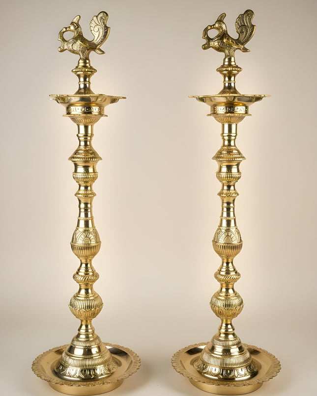 Brass Annapakshi Kuthu Vilakku - 28 inch - WL5508