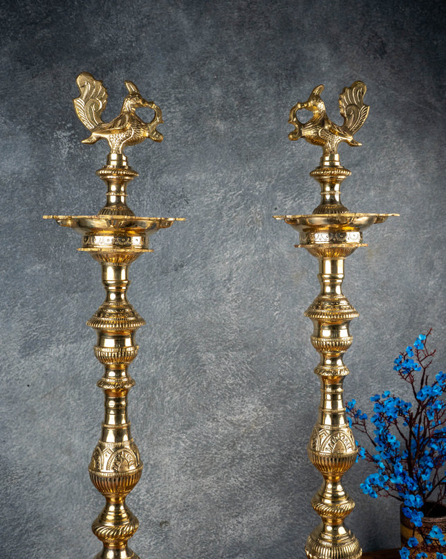 Brass Annapakshi Kuthu Vilakku - 28 inch - WL5508