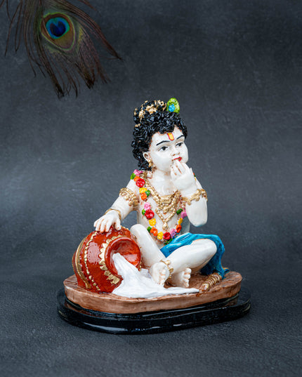 Polystone Krishna with Butter Pot Idol - 7 inch - WL5512