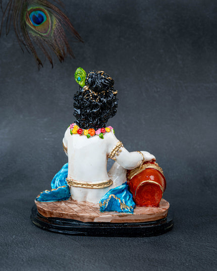 Polystone Krishna with Butter Pot Idol - 7 inch - WL5512