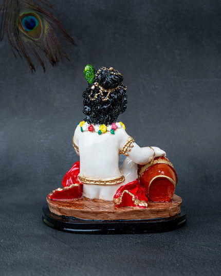 Polystone Krishna with Butter Pot Idol - 7 inch - WL5512