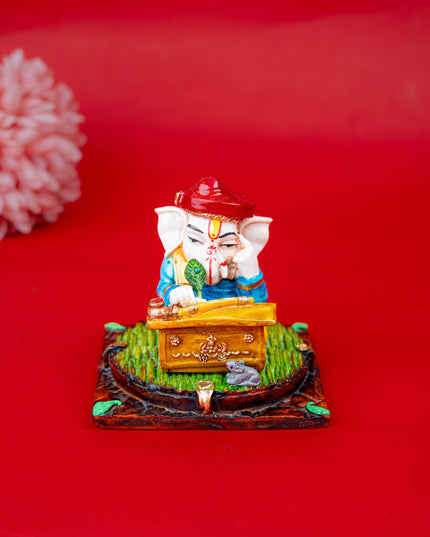 Polystone Reading Ganesha Idol - 3 inch - WL5514