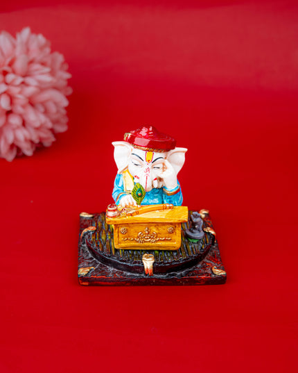 Polystone Reading Ganesha Idol - 3 inch - WL5514