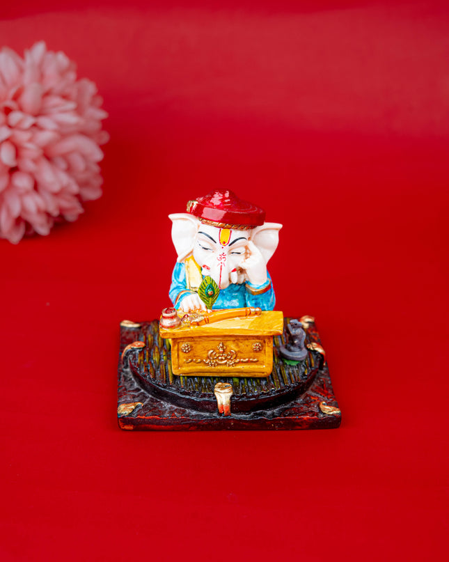 Polystone Reading Ganesha Idol - 3 inch - WL5514