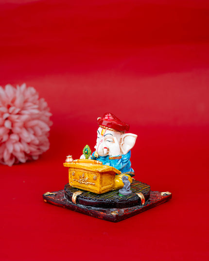 Polystone Reading Ganesha Idol - 3 inch - WL5514