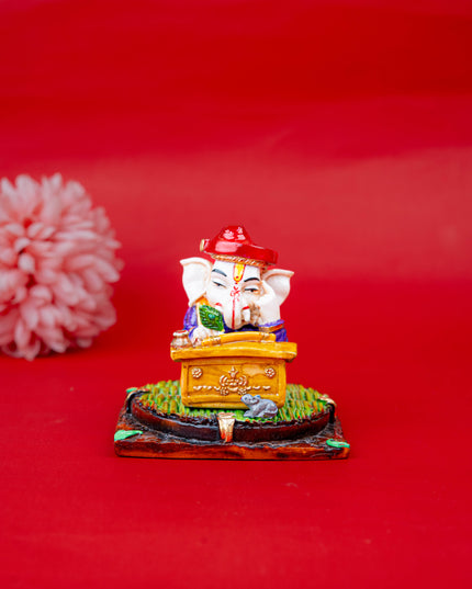 Polystone Reading Ganesha Idol - 3 inch - WL5514