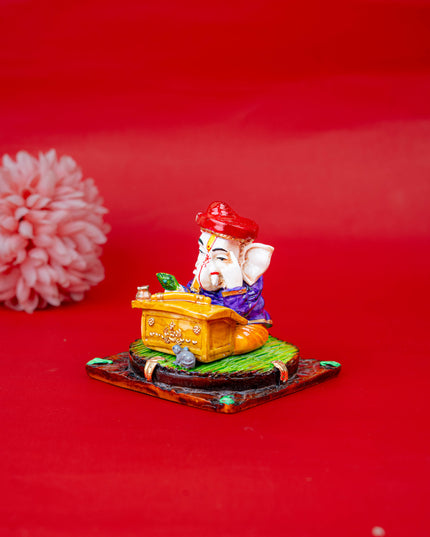 Polystone Reading Ganesha Idol - 3 inch - WL5514