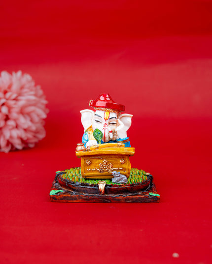 Polystone Reading Ganesha Idol - 3 inch - WL5514