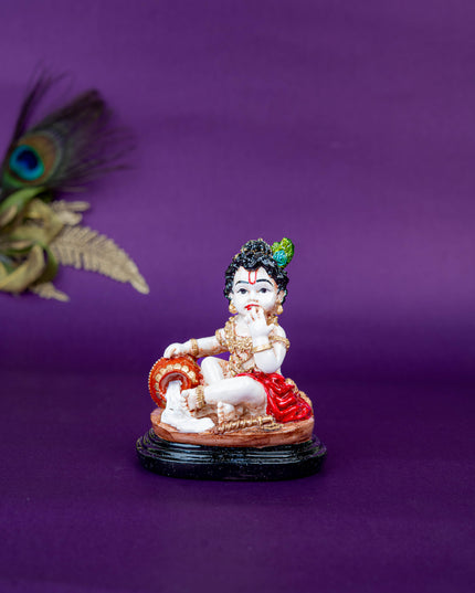 Polystone Krishna Idol with Butter Pot - 4 inch - WL5519