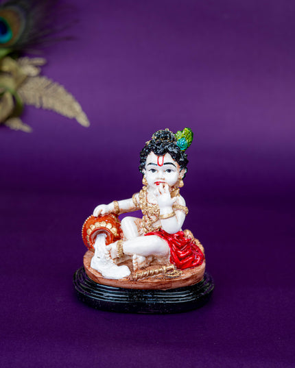 Polystone Krishna Idol with Butter Pot - 4 inch - WL5519