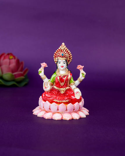 Polystone Lakshmi Idol on Lotus Base - 4 inch - WL5520