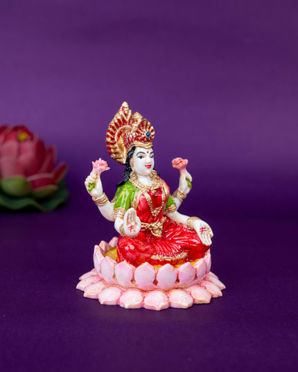 Polystone Lakshmi Idol on Lotus Base - 4 inch - WL5520