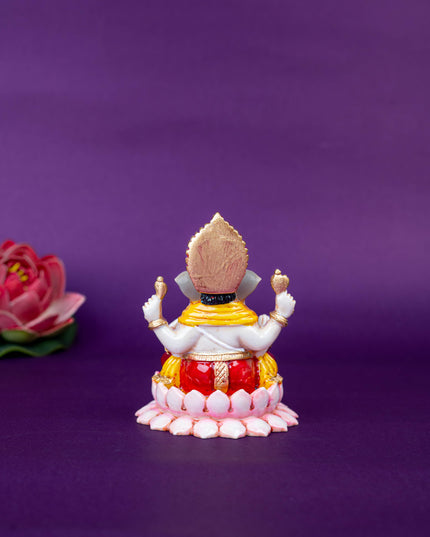 Polystone Ganesha Idol on Lotus Base - 4 inch - WL5521
