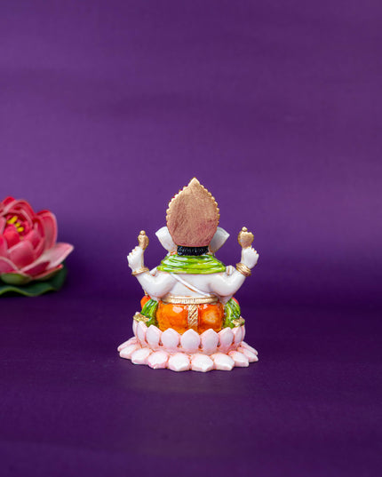 Polystone Ganesha Idol on Lotus Base - 4 inch - WL5521