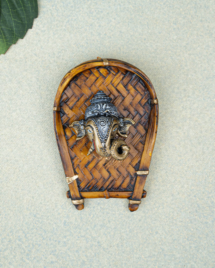 Polystone Ganesha Face Wall Hanging - 5 inch - WL5524