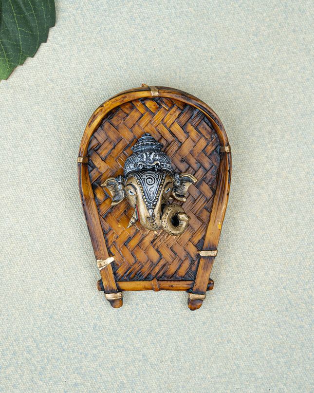 Polystone Ganesha Face Wall Hanging - 5 inch - WL5524