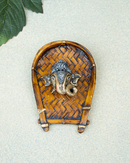 Polystone Ganesha Face Wall Hanging - 5 inch - WL5524