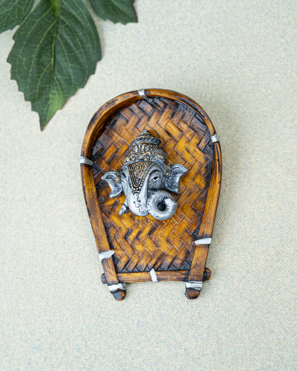 Polystone Ganesha Face Wall Hanging - 5 inch - WL5524