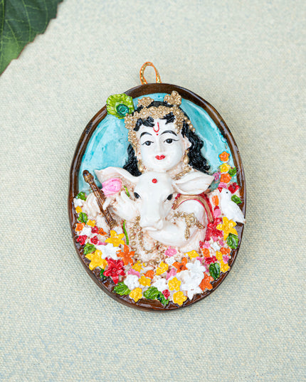 Polystone Krishna with Cow Wall Hanging - 4 inch - WL5525
