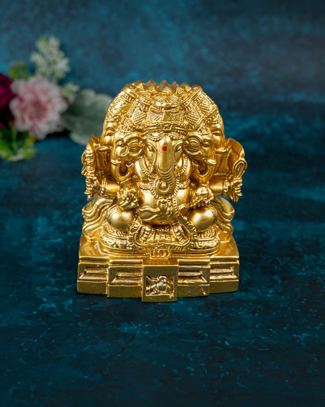 Polystone Panchamukhi Ganesha Idol - 4 inch - WL5530