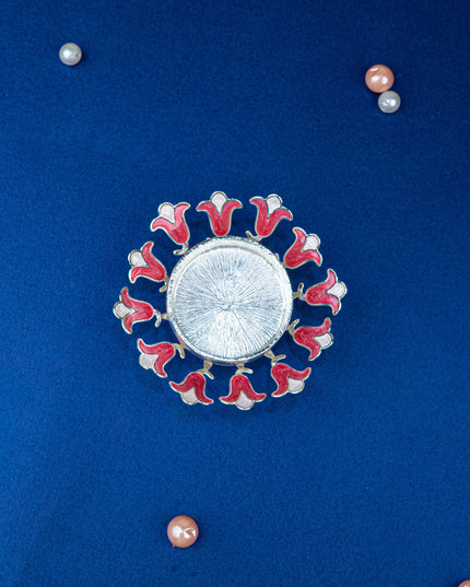 White Metal Designer T-Light Holder - Pink - WL5536-1