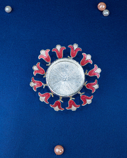 White Metal Designer T-Light Holder - Pink - WL5536-1