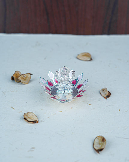 White Metal Lord Lakshmi on Designer Base - Pink - WL5552-2