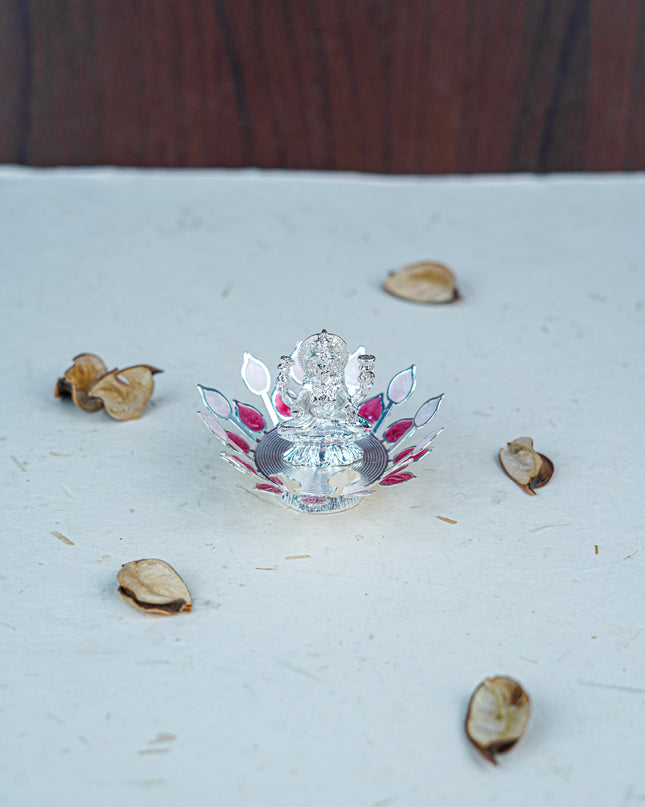 White Metal Lord Lakshmi on Designer Base - Pink - WL5552-2