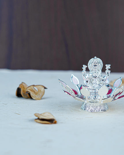 White Metal Lord Lakshmi on Designer Base - Pink - WL5552-2