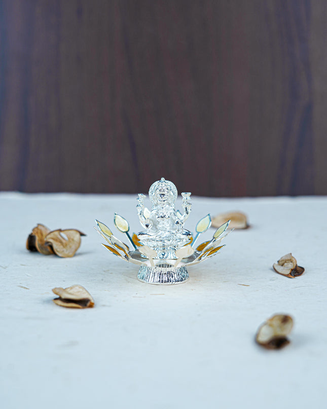 White Metal Lord Lakshmi on Designer Base - Beige - WL5553-2