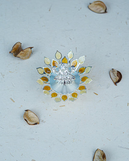 White Metal Lord Lakshmi on Designer Base - Beige - WL5553-2