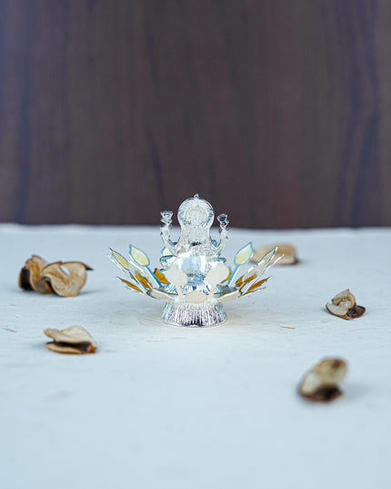 White Metal Lord Lakshmi on Designer Base - Beige - WL5553-2