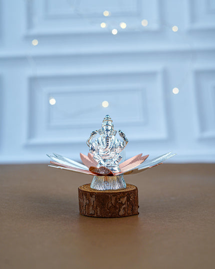 White Metal Lord Ganesha on Designer Base - WL5554-1