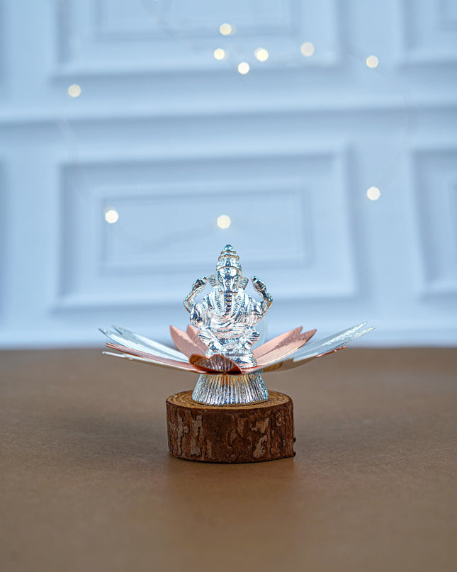 White Metal Lord Ganesha on Designer Base - WL5554-1