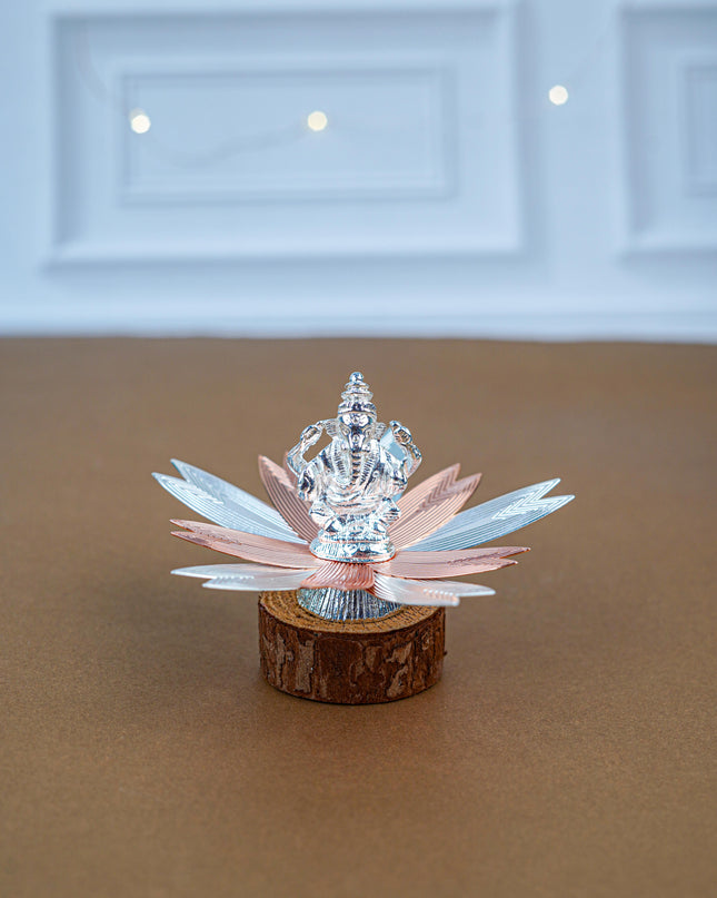 White Metal Lord Ganesha on Designer Base - WL5554-1