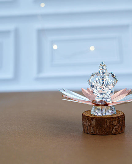 White Metal Lord Ganesha on Designer Base - WL5554-1