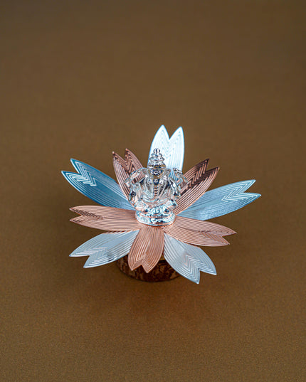 White Metal Lord Ganesha on Designer Base - WL5554-1