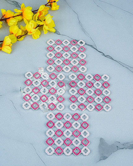 White Metal Decorative Floral Coaster Set - Pink - WL5556-1