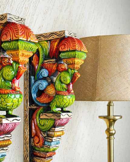 Wooden Carved Parrot Bracket - 18 inch - Set of 2 - WL5558