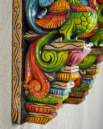 Wooden Carved Parrot Bracket - 18 inch - Set of 2 - WL5558