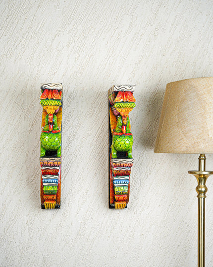 Wooden Carved Parrot Bracket - 18 inch - Set of 2 - WL5559