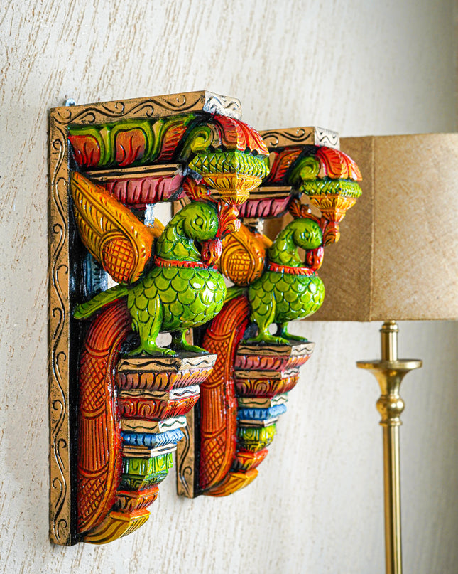 Wooden Carved Parrot Bracket - 18 inch - Set of 2 - WL5559