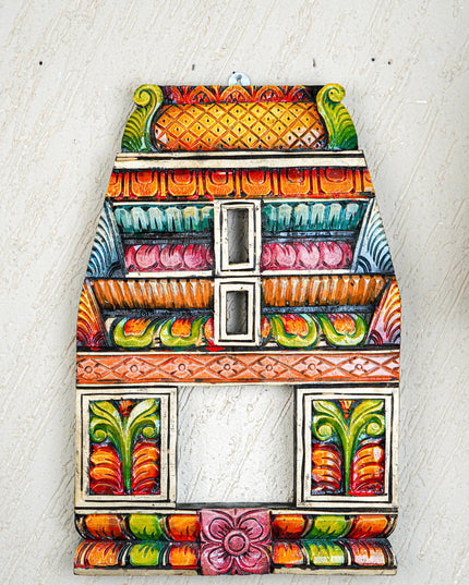 Wooden Carved - Kovil Gopuram Wall Hanging - 18 inch - WL5560