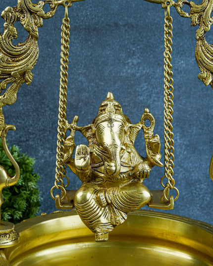 Brass Swing Ganesha Urli - 21 inch - WL5564