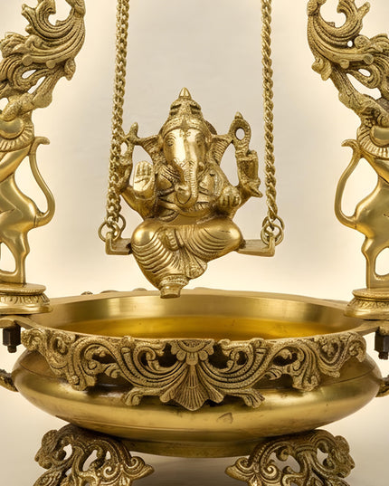 Brass Swing Ganesha Urli - 21 inch - WL5564