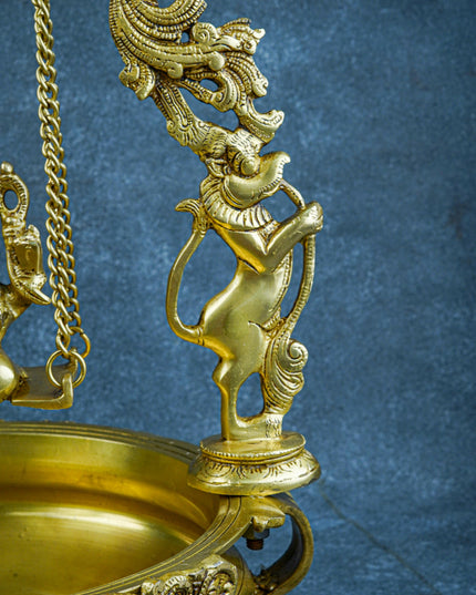 Brass Swing Ganesha Urli - 21 inch - WL5564